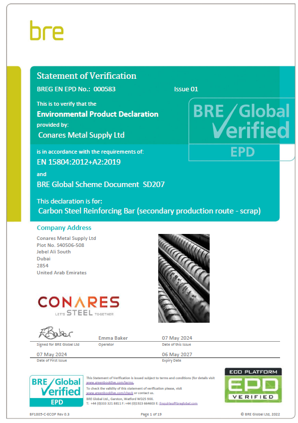 Conares Metal Supply Ltd (Rebar Mill Division) EPD